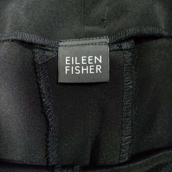 Eileen Fisher Silk Lagenlook Artsey High Rise Wide Leg Trouser Pants Black 14/34 - Picture 6 of 11